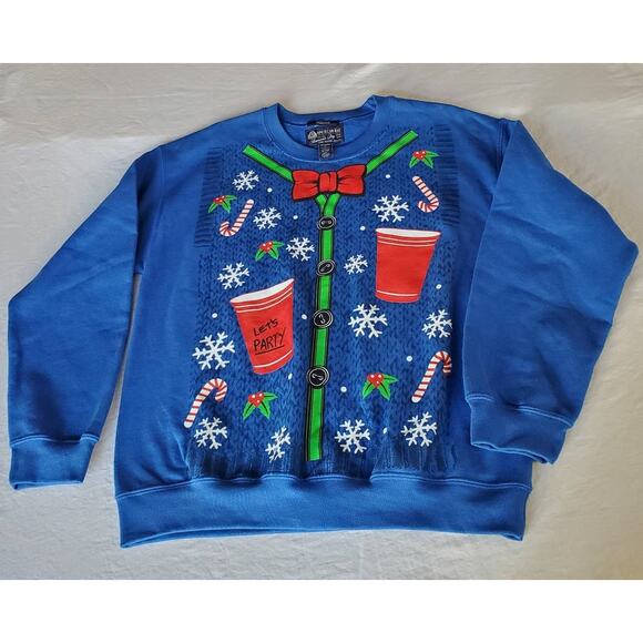 American Rag Sweatshirt Size M Holiday Party Christmas In July Pullover Beerpong - Picture 2 of 6
